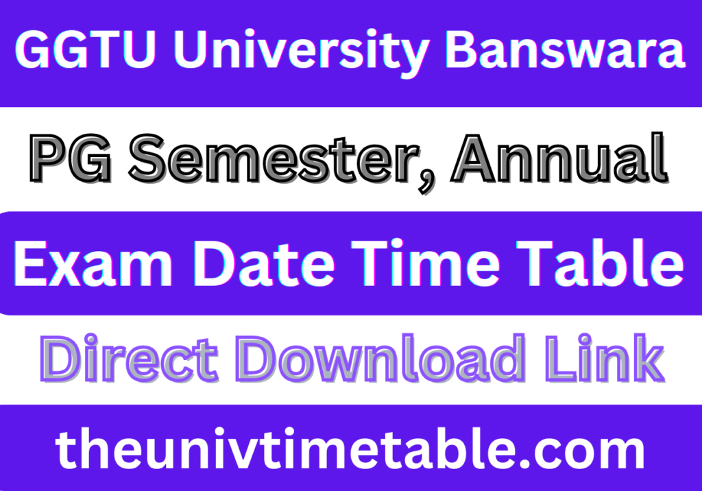 GGTU MA MSc Mcom Time Table