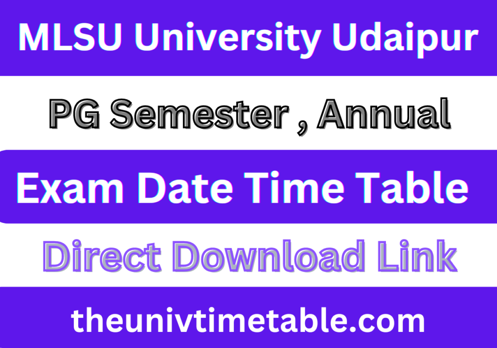 MLSU MA MSc MCom Time Table