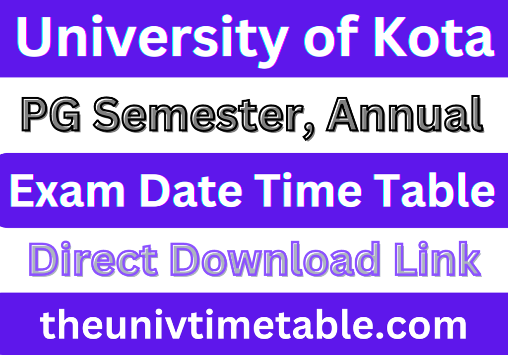 UOK MA Msc Mcom Time Table