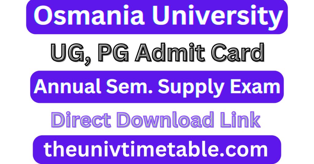 Osmania University Hall Ticket Download