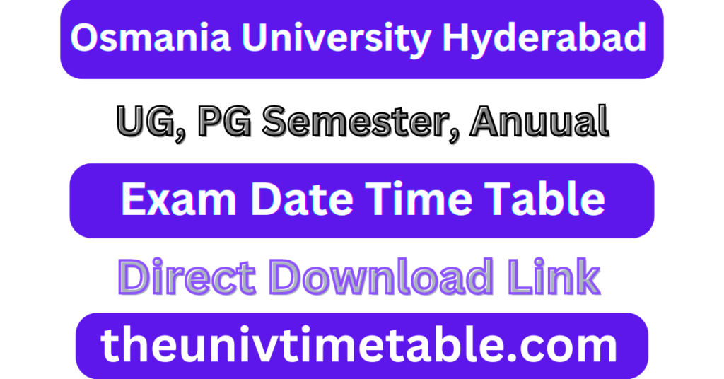 Osmania University Exam Time Table