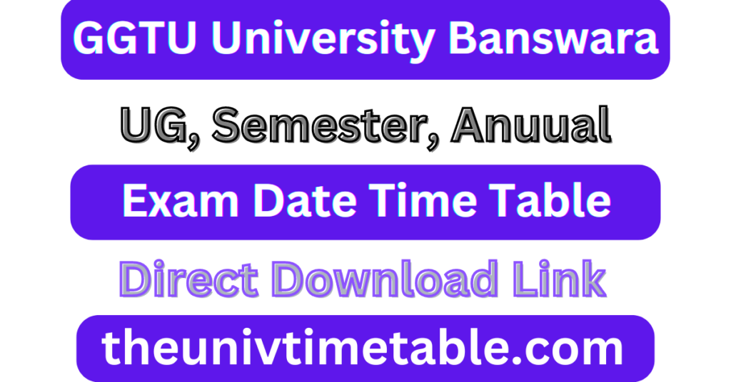 GGTU BA BSc BCom Time Table