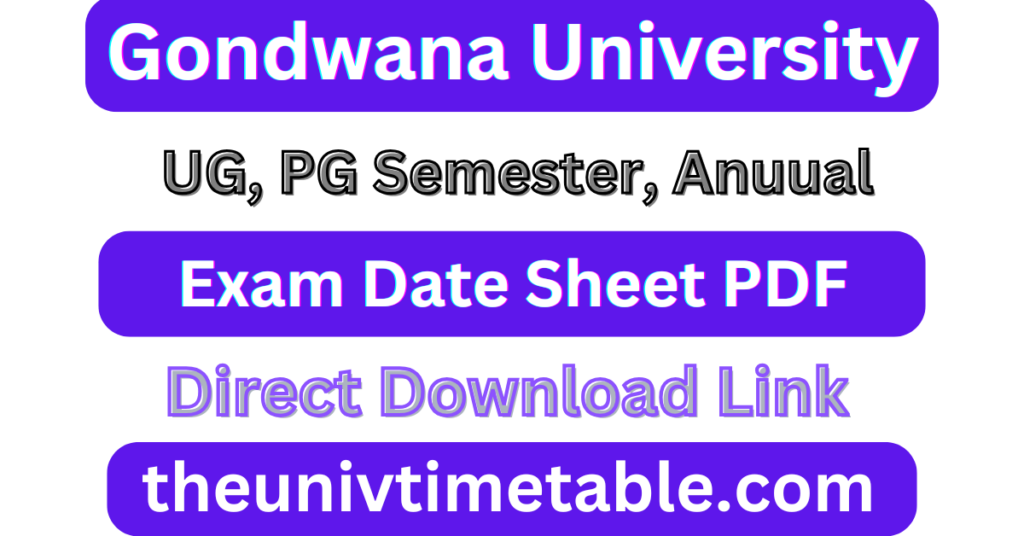 Gondwana University Summer Winter Time Table