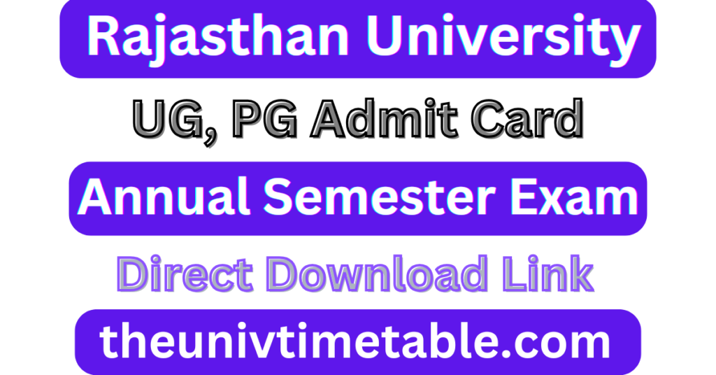 Rajasthan University Admit Card