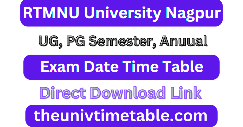 RTMNU Winter Summer Time Table