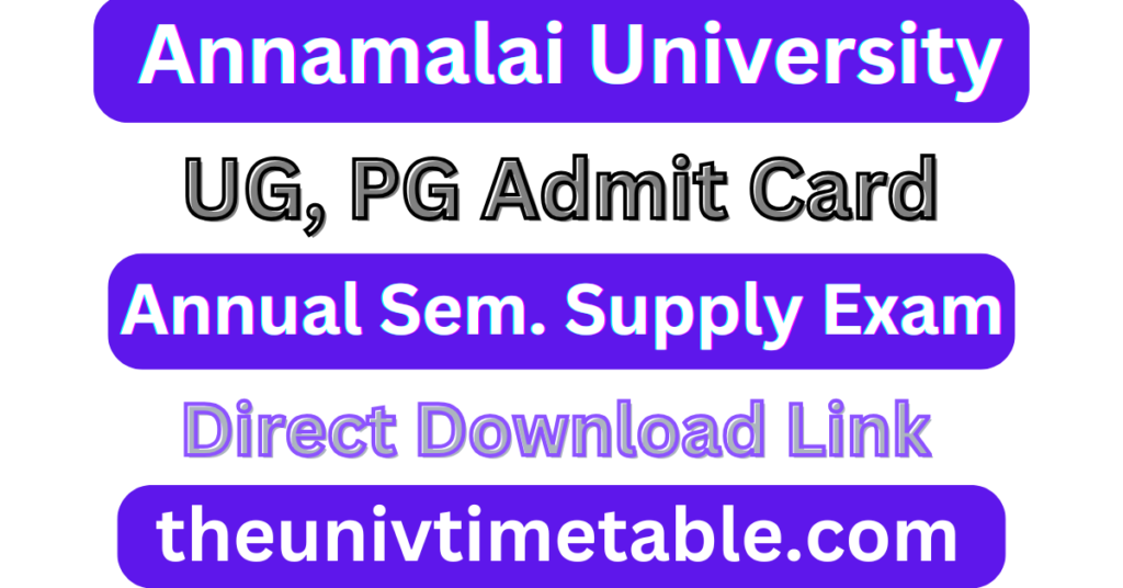 Annamalai University Hall Ticket