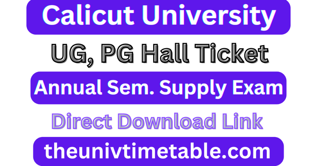 Calicut University Hall Ticket