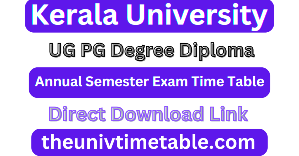 Kerala University Exam Time Table